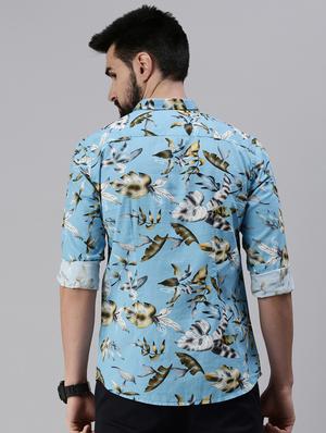 light blue tropical printed casual shirt - 18474039 - Standard Image - 4