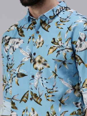 light blue tropical printed casual shirt - 18474039 - Standard Image - 6