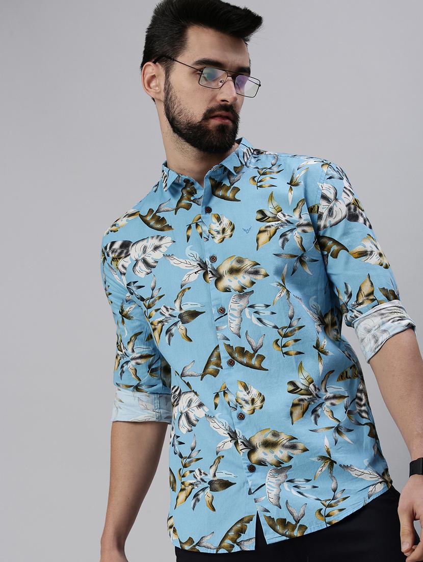 light blue tropical printed casual shirt - 18474039 - Zoom Image - 2