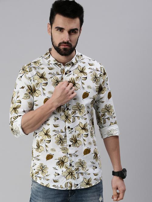 white floral casual shirt - 18474041 - Standard Image - 1