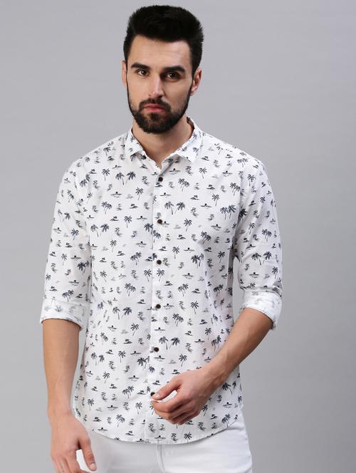 white printed casual shirt - 18474057 - Standard Image - 1