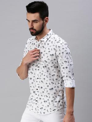 white printed casual shirt - 18474057 - Standard Image - 2