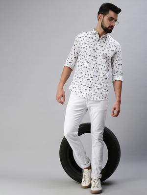 white printed casual shirt - 18474057 - Standard Image - 4