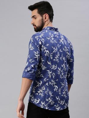 navy-blue printed casual shirt - 18474059 - Standard Image - 3