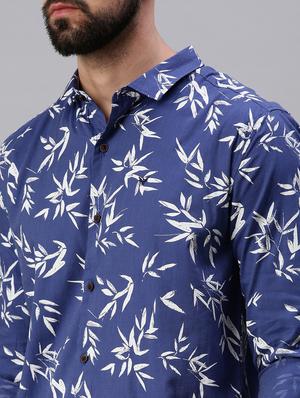 navy-blue printed casual shirt - 18474059 - Standard Image - 6