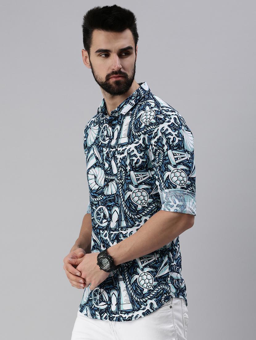 blue printed casual shirt - 18474074 - Zoom Image - 2