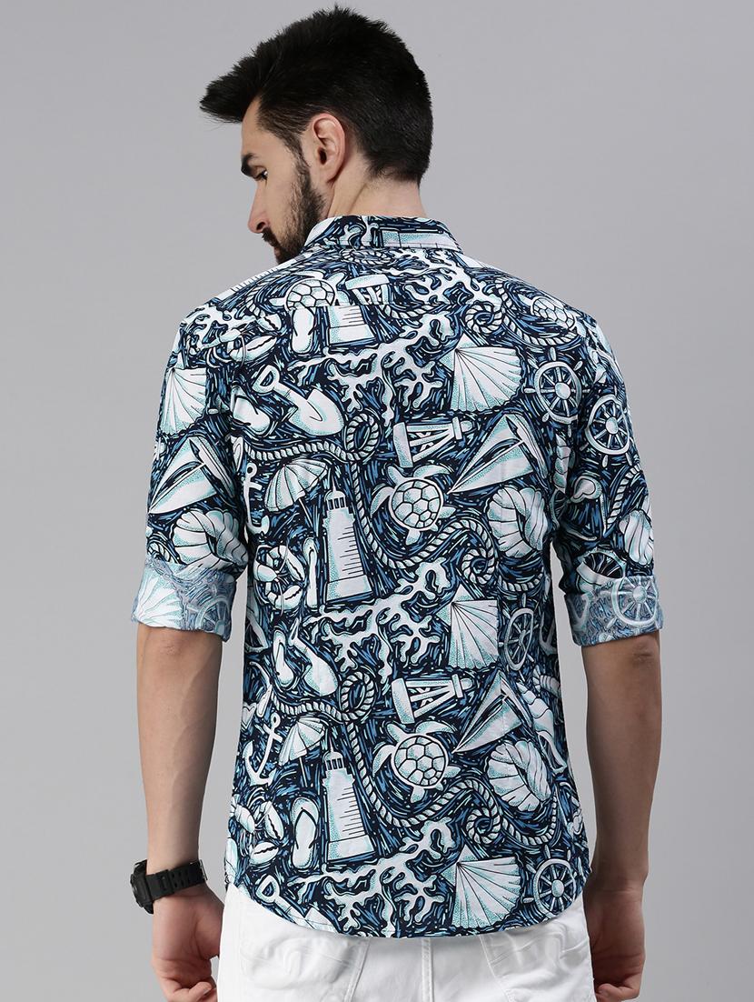 blue printed casual shirt - 18474074 - Zoom Image - 3