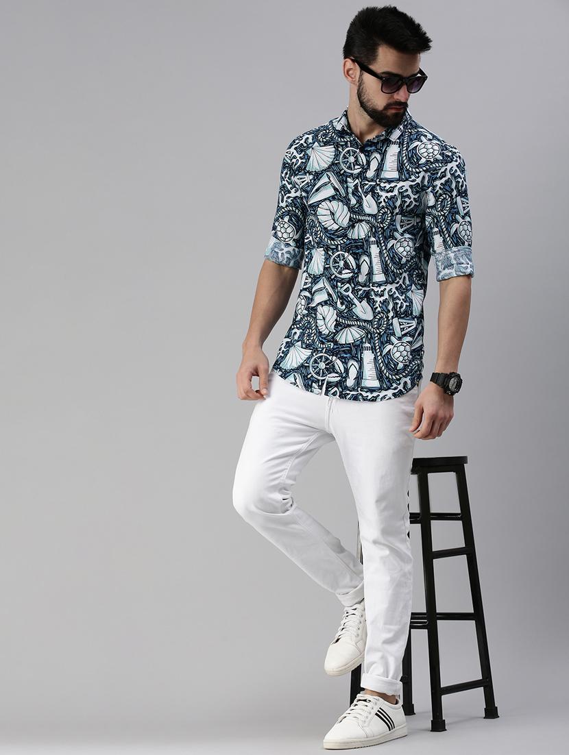 blue printed casual shirt - 18474074 - Zoom Image - 4