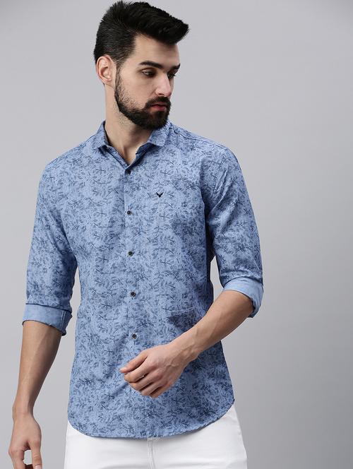 blue printed casual shirt - 18474075 - Standard Image - 1