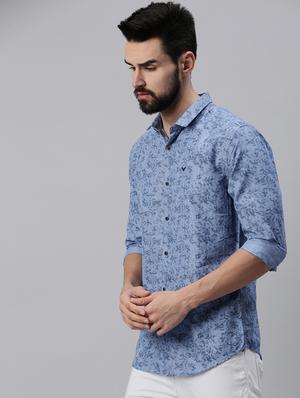 blue printed casual shirt - 18474075 - Standard Image - 2