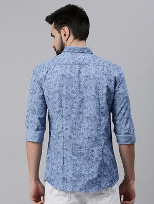 blue printed casual shirt - 18474075 - Standard Image - 3