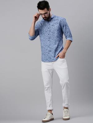 blue printed casual shirt - 18474075 - Standard Image - 4