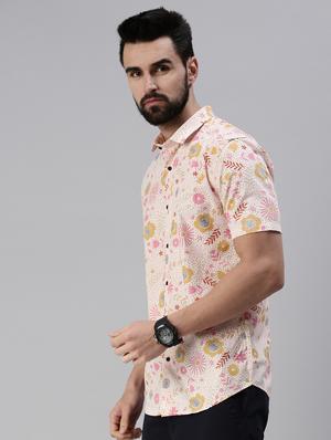 peach printed casual shirt - 18474095 - Standard Image - 2