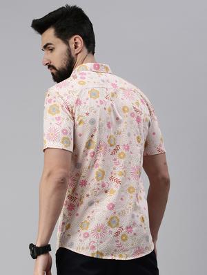 peach printed casual shirt - 18474095 - Standard Image - 3