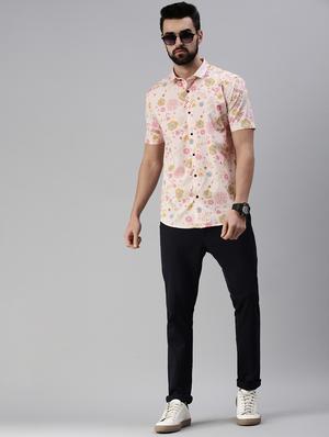 peach printed casual shirt - 18474095 - Standard Image - 4