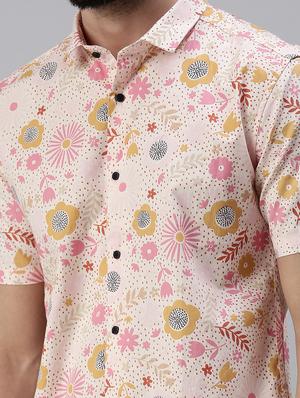peach printed casual shirt - 18474095 - Standard Image - 5