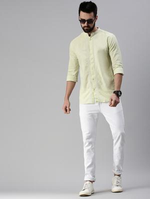 yellow solid casual shirt - 18474101 - Standard Image - 4