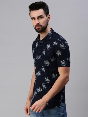 navy blue printed casual shirt - 18474115 - Standard Image - 2