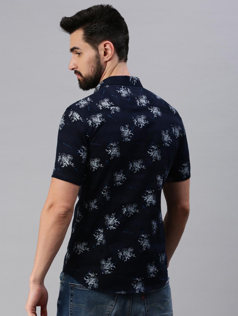 navy blue printed casual shirt - 18474115 - Zoom Image - 3