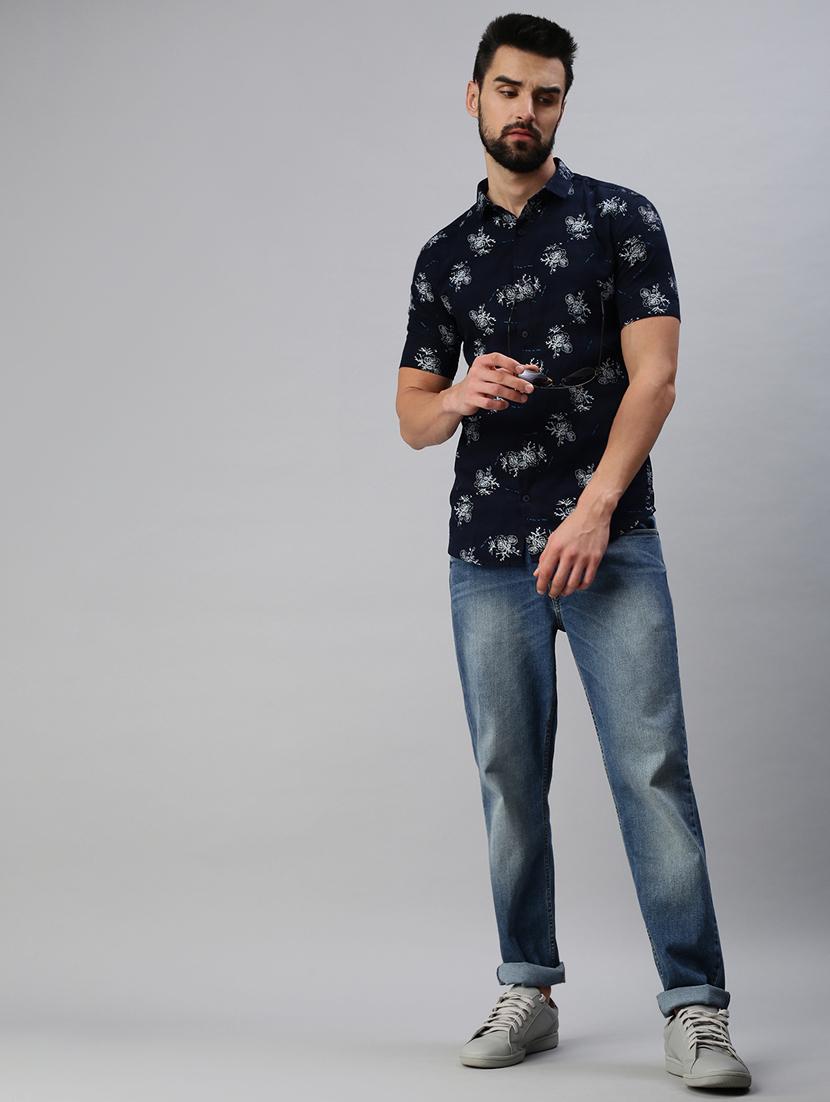 navy blue printed casual shirt - 18474115 - Zoom Image - 4