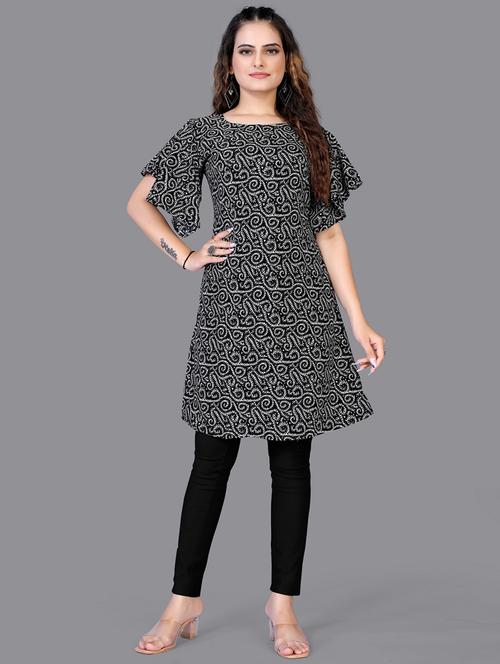 round neck printed regular tunic - 18475096 - Standard Image - 1