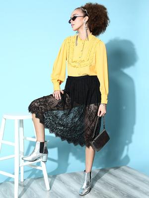 ruffled detailed bishop sleeved regular shirt - 18475533 - Standard Image - 4