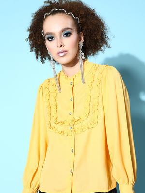 ruffled detailed bishop sleeved regular shirt - 18475533 - Standard Image - 5