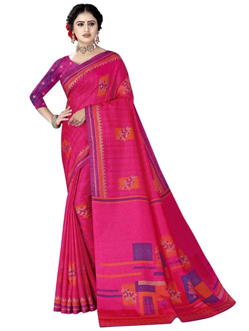 ethnic motifs and foil printed saree with blouse - 18475591 - Very Small Image - 1