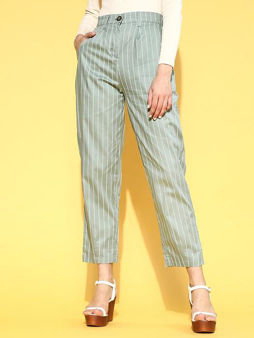 high rise striped pleated trouser - 18475694 - Standard Image - 1