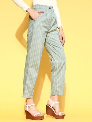 high rise striped pleated trouser - 18475694 - Standard Image - 2