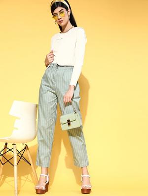 high rise striped pleated trouser - 18475694 - Standard Image - 4