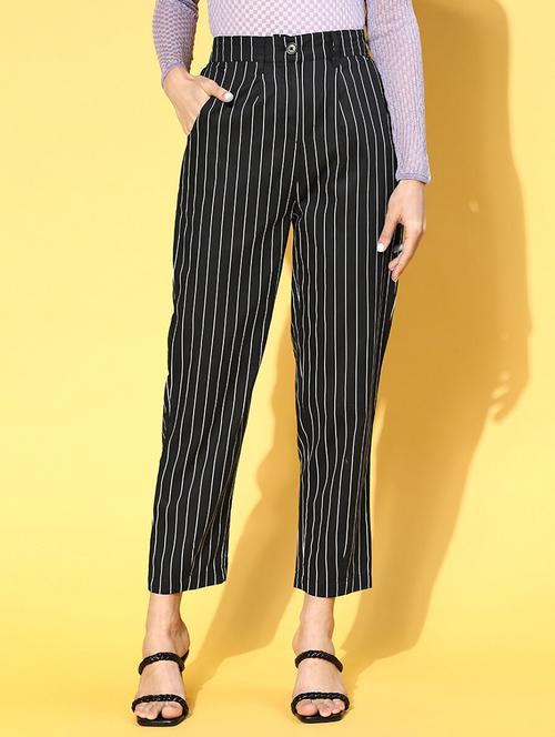 high rise striped pleated trouser - 18475696 - Standard Image - 1