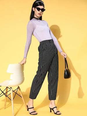 high rise striped pleated trouser - 18475696 - Standard Image - 4