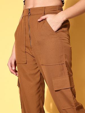 high rise solid flat front trouser - 18475730 - Standard Image - 5
