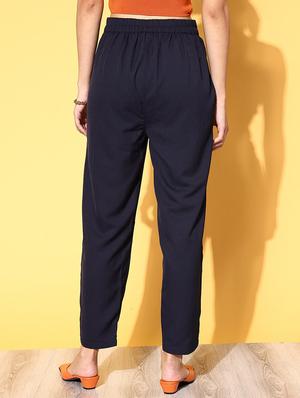 high rise solid flat front trouser - 18475731 - Standard Image - 3