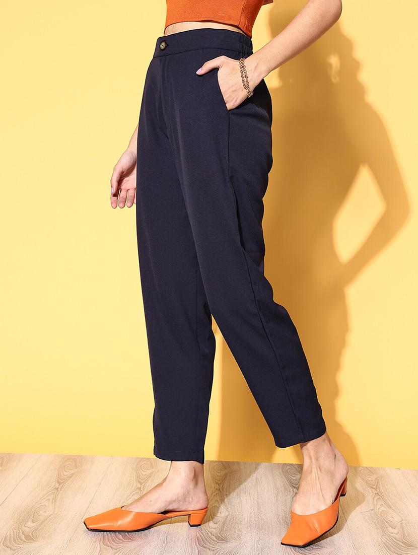 high rise solid flat front trouser - 18475731 - Zoom Image - 2
