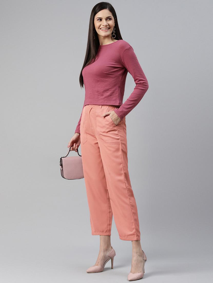 high rise solid flat front trouser - 18475734 - Zoom Image - 4