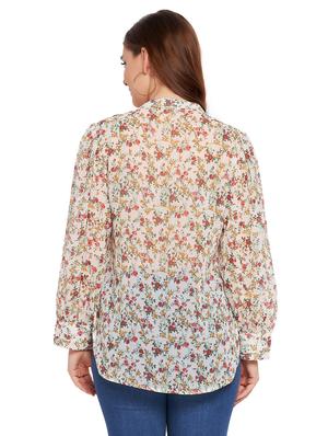 mandarin neck floral shirt - 18475903 - Standard Image - 3