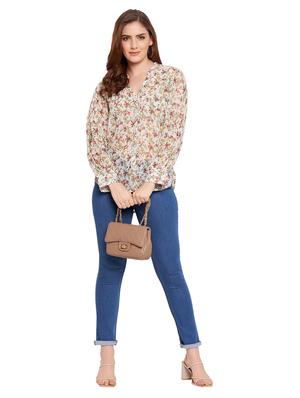 mandarin neck floral shirt - 18475903 - Standard Image - 4