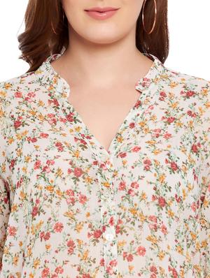 mandarin neck floral shirt - 18475903 - Standard Image - 5