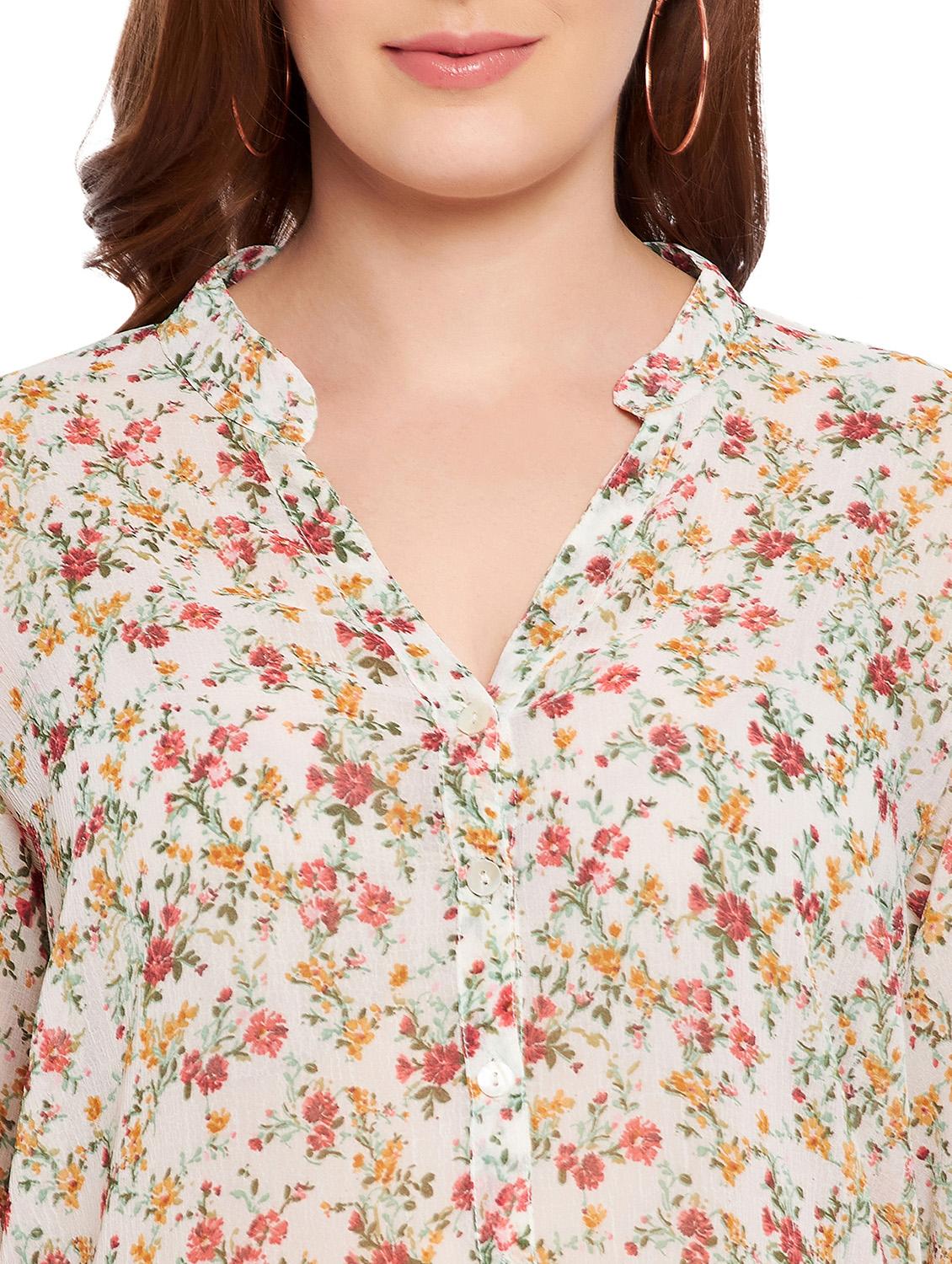 mandarin neck floral shirt - 18475903 - Zoom Image - 5