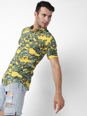 yellow printed casual shirt - 18475979 - Standard Image - 2