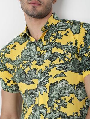 yellow printed casual shirt - 18475979 - Standard Image - 5