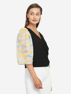 v neck solid crop top - 18476095 - Standard Image - 3