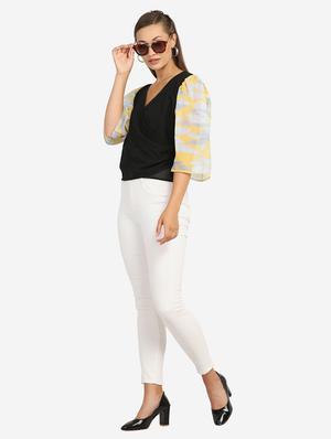 v neck solid crop top - 18476095 - Standard Image - 5