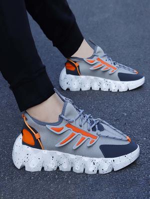 mens grey lace up sport shoe - 18476824 - Standard Image - 3