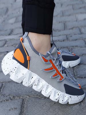 mens grey lace up sport shoe - 18476824 - Standard Image - 4