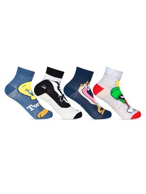girls pack of 4 printed ankle length socks - 18476932 - Standard Image - 2