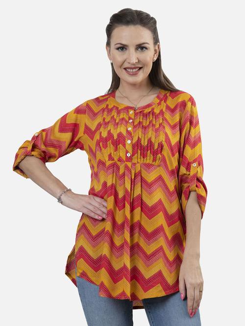 printed fusion kurti - 18477027 - Very Small Image - 1