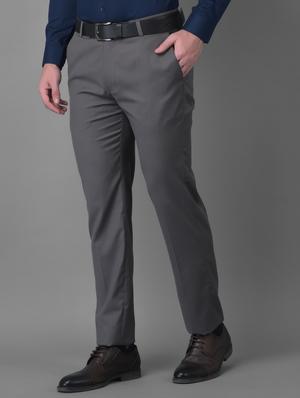 grey solid formal trouser - 18477376 - Standard Image - 2
